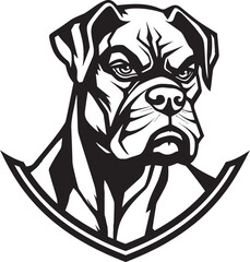 Vector Artistry Unveiled Boxer Dog Mascot Logo Athletic Energy Black Boxer Dog Icon in Vector