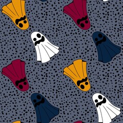 Halloween ghost seamless cartoon pattern for wrapping paper and fabrics and linens and kids clothes print