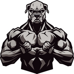 Black Beauty Boxer Dog Logo Mastery Exquisite Sporty Art Boxer Dog in Black Vector