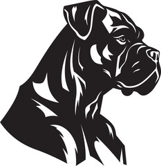 Vector Artistry Redefined Sporting Boxer Dog Emblem Sporty Spirit Unveiled Black Logo with Boxer Mascot