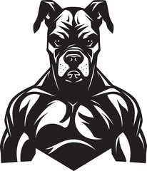 Exquisite Sporty Art Boxer Dog in Black Vector Mascot Muscle Black Logo with Athletic Boxer