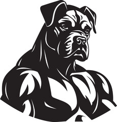 Athletic Energy Black Boxer Dog Icon in Vector Elegant Agility Boxer Dog as a Boxer Mascot Logo