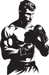 Elegant Fighter Boxing Man as a Logo Design Iconic Strength Unleashed Black Emblem Design