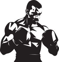 Pugilistic Prowess Boxing Man Design Emblem Black Beauty Boxing Man Logo Mastery