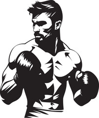 Fighters Spirit Vector Icon in Black Vector Artistry Unveiled Boxing Man Emblem