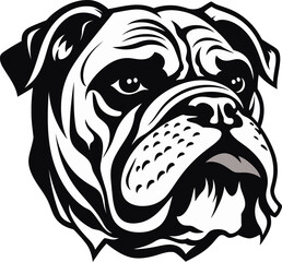Bulldog Spirit Black Logo with Iconic Dog Canine Courage Vector Icon in Black