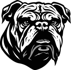 Bulldog Majesty Iconic Emblem in Black Monochromatic Power Black Bulldog Vector Icon
