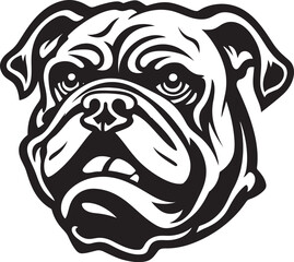 Regal Dog Art Bulldog in Black Vector Icon Fearless Defender Black Logo with Bulldog Icon