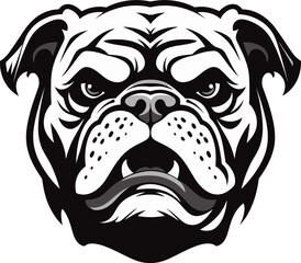 Fearless Defender Black Logo with Bulldog Icon Iconic Bulldog Vigor Vector Design in Black