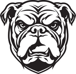 Fearless Defender Black Logo with Bulldog Icon Bulldog Royalty Black Logo Vector Icon