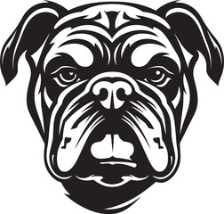 Bulldog Majesty Iconic Emblem in Black Monochromatic Power Black Bulldog Vector Icon