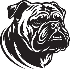 Monochromatic Power Black Bulldog Vector Icon Bold and Fearless Black Logo with Bulldog