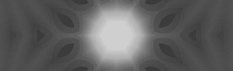モノクロの、横長で中心部から光が広がっているイメージの画像