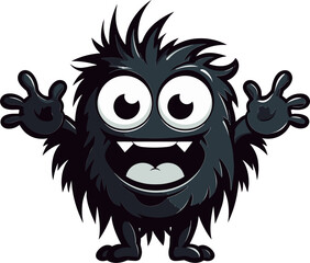 Iconic Creature Cartoon Monster in Black Logo Monstrous Marvel Black Cartoon Monster Logo Icon