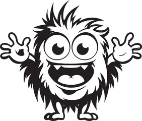 Monstrous Marvel Black Cartoon Monster Logo Icon Creepy Cartoon Monster Design Emblem in Black