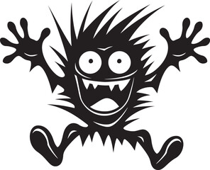 Vector Artistry Unveiled Cartoon Monster Emblem Monstrous Magic Black Monster Icon in Vector
