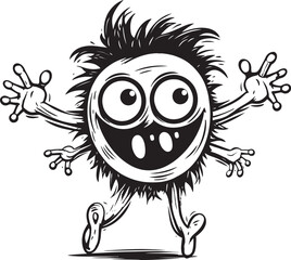Iconic Creature Unleashed Black Emblem Design Black and Charming Cartoon Monster Vector Symbol