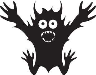 Monstrous Mascot Cartoon Monster Logo Creature Comfort Black Vector Icon