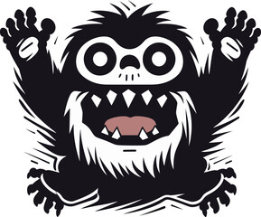 Creepy Cartoon Monster Design Emblem in Black Black Beauty Cartoon Monster Logo Mastery