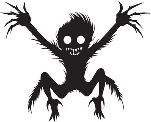 Monstrous Fun Cartoon Creature in Black Vector Beastly Charm Black Logo with Cartoon Monster