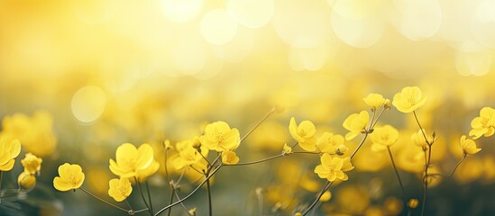 Flowers in a soft and hazy yellow hue against a soothing natural backdrop