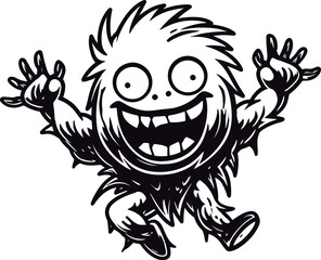 Monstrous Magic Black Monster Icon in Vector Eerie Excellence Cartoon Monster in Black Logo