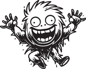 Vector Artistry Unveiled Cartoon Monster Emblem Monstrous Magic Black Monster Icon in Vector