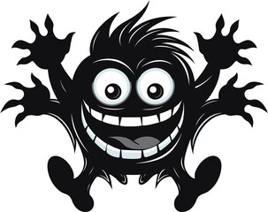 Monstrous Mascot Cartoon Monster Logo Creature Comfort Black Vector Icon