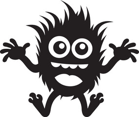 Monstrous Charm Unveiled Black Logo with Cartoon Creature Beastly Beauty Vector Icon in Black