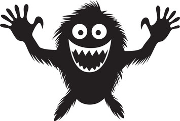 Black and Bold Cartoon Monster Vector Symbol Iconic Creature Cartoon Monster in Black Logo