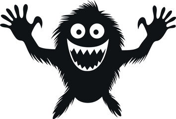 Monster Magic Black Logo Design Featuring Icon Black and Bold Cartoon Monster Vector Symbol