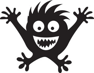 Monstrous Marvel Black Cartoon Monster Logo Icon Creepy Cartoon Monster Design Emblem in Black