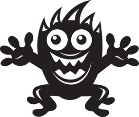 Black Beauty Cartoon Monster Logo Mastery Monstrous Fun Cartoon Creature in Black Vector