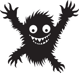 Creepy Cartoon Monster Design Emblem in Black Black Beauty Cartoon Monster Logo Mastery