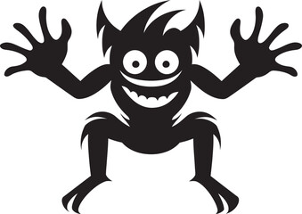Beastly Beauty Vector Icon in Black Monsters Majesty Black Logo Design with Cartoon Creature