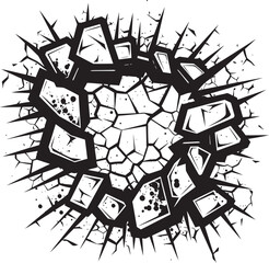 Bam Action Packed Comic Book Broken Wall Design Iconic Wall Break Black Emblem Design