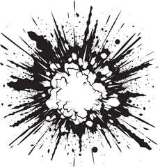 Explosive Impact Black Comic Explosion Icon in Vector Pow Action Packed Comic Explosion Design