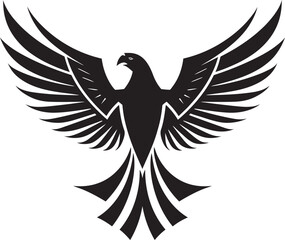 Obraz premium Black and Fearless Eagle Vector Symbol Noble Bird Eagle Logo in Black