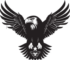 Powerful Predator Black Eagle Icon in Vector Aerial Supremacy Black Eagle Design Logo
