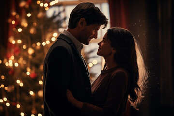 Fototapeta premium young couple in love on christmas