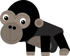 cartoon scene with happy monkey gorilla ape on white background safari illustration for children