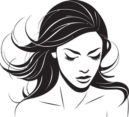 Subtle Elegance Black Logo with Females Face Sculpted Serenity Womans Face in Black Logo