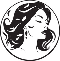 Timeless Charm Logo with Female Face in Black Elegance in Simplicity Vector Icon of Female Face