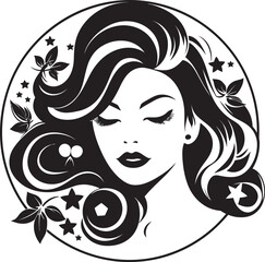 Elegance in Simplicity Vector Icon of Female Face Sculpted Beauty Black Female Face in Emblem