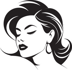 Elegance Captured Black Logo with Females Face Mystical Simplicity Emblem Featuring Female Face