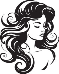 Timeless Allure Black Face Vector Icon Elegant Charm Black Logo with a Womans Face