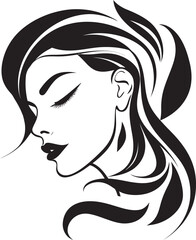 Iconic Simplicity Vector Icon of Black Female Face Mystical Elegance Black Emblem with Womans Face