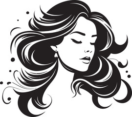 Elegance Unveiled Logo with Black Female Face Feminine Allure Black Logo of a Womans Face