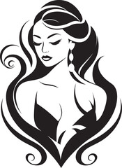 Mystical Gaze Emblem with a Womans Face in Black Eternal Allure Logo with Female Face Icon in Black