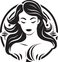 Eternal Allure Logo with Female Face Icon in Black Empowerment through Serenity Black Female Face Emblem